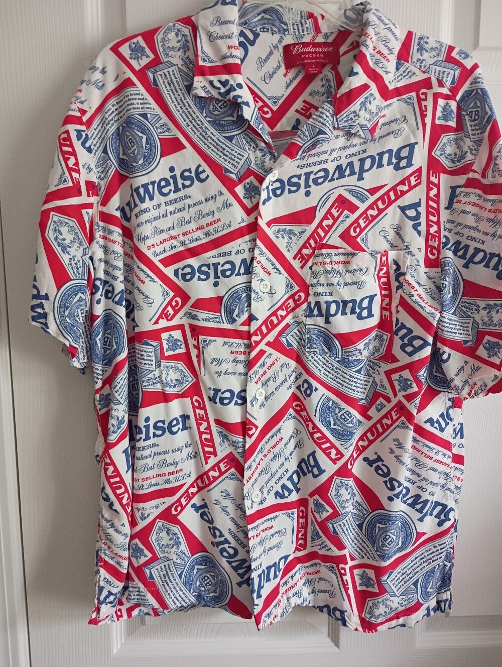 Budweiser by Pacsun Graphic Collared Short Sleeve Mens shirt Sz L